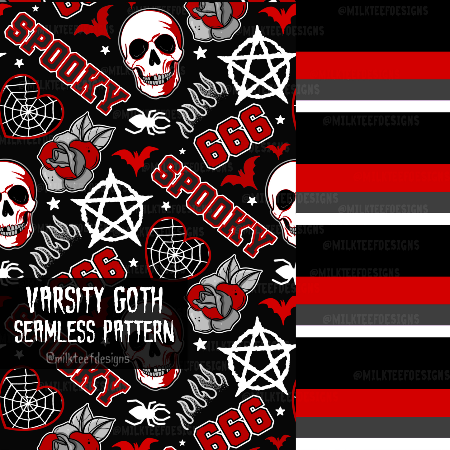 Varsity Goth / Seamless Pattern and Co-ord