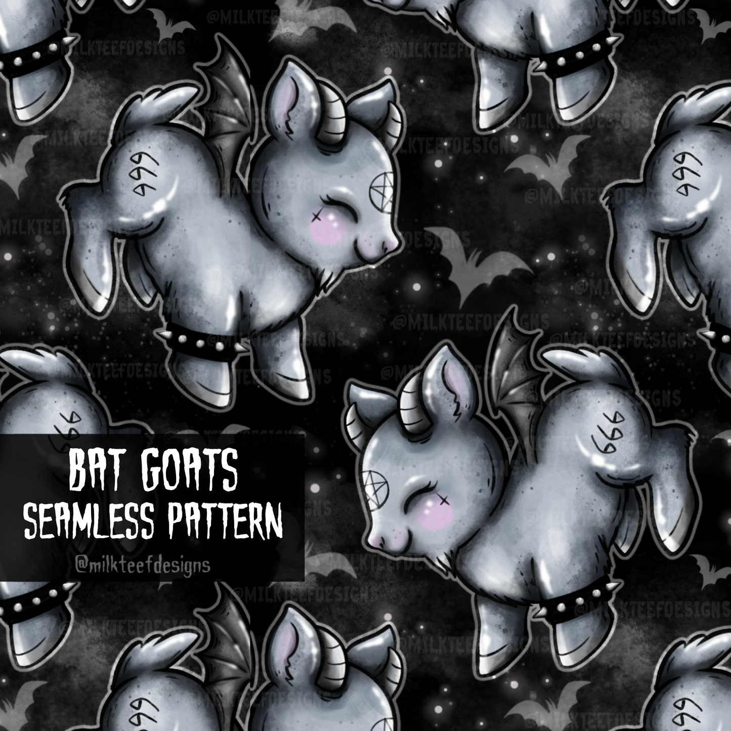 Bat Goats / Seamless Pattern