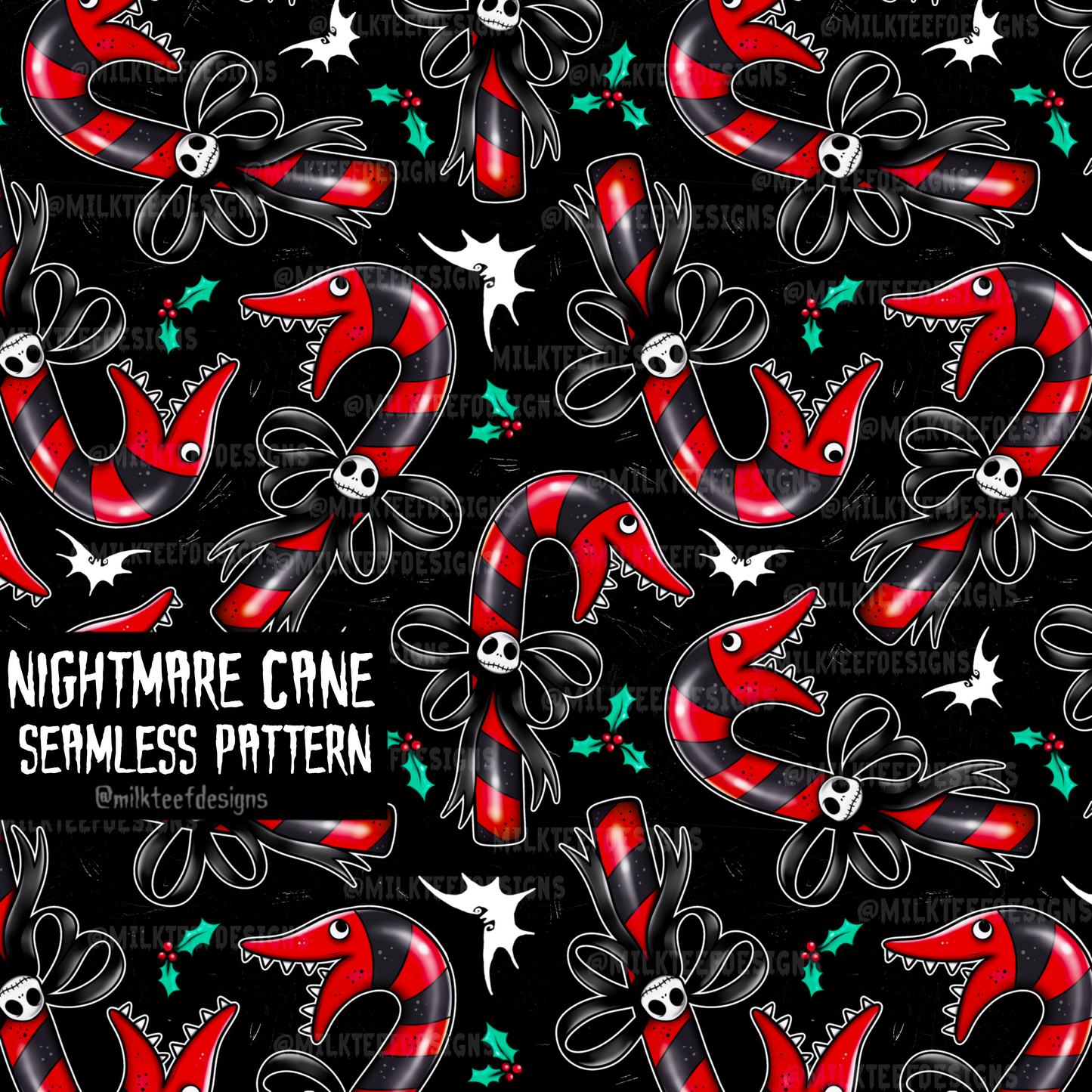 Nightmare Cane / Seamless Pattern