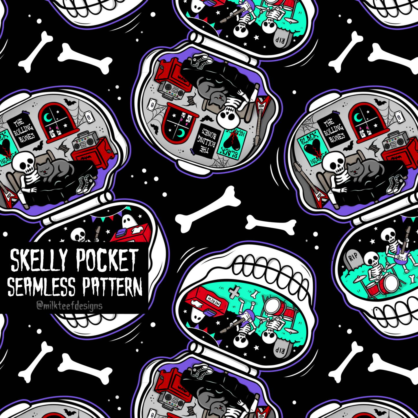 Skelly Pocket / Seamless Pattern