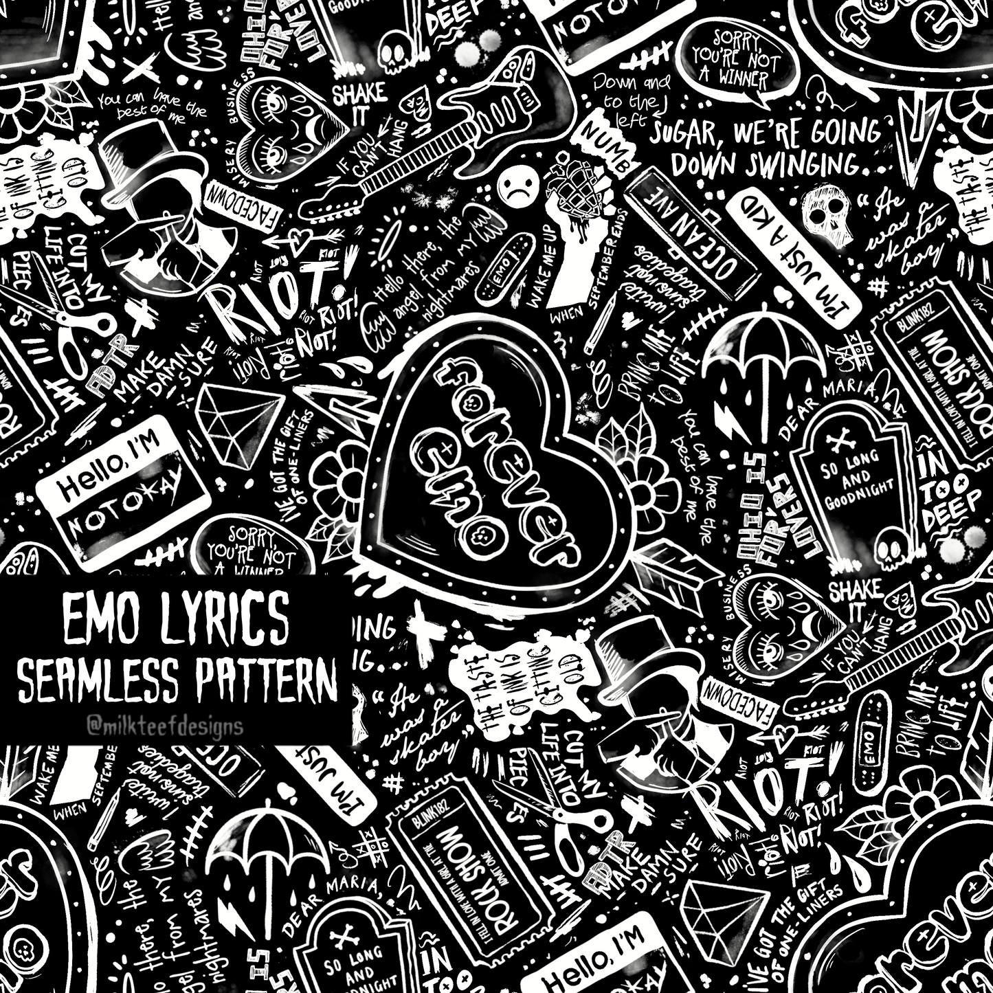 Emo Lyrics / Seamless Pattern