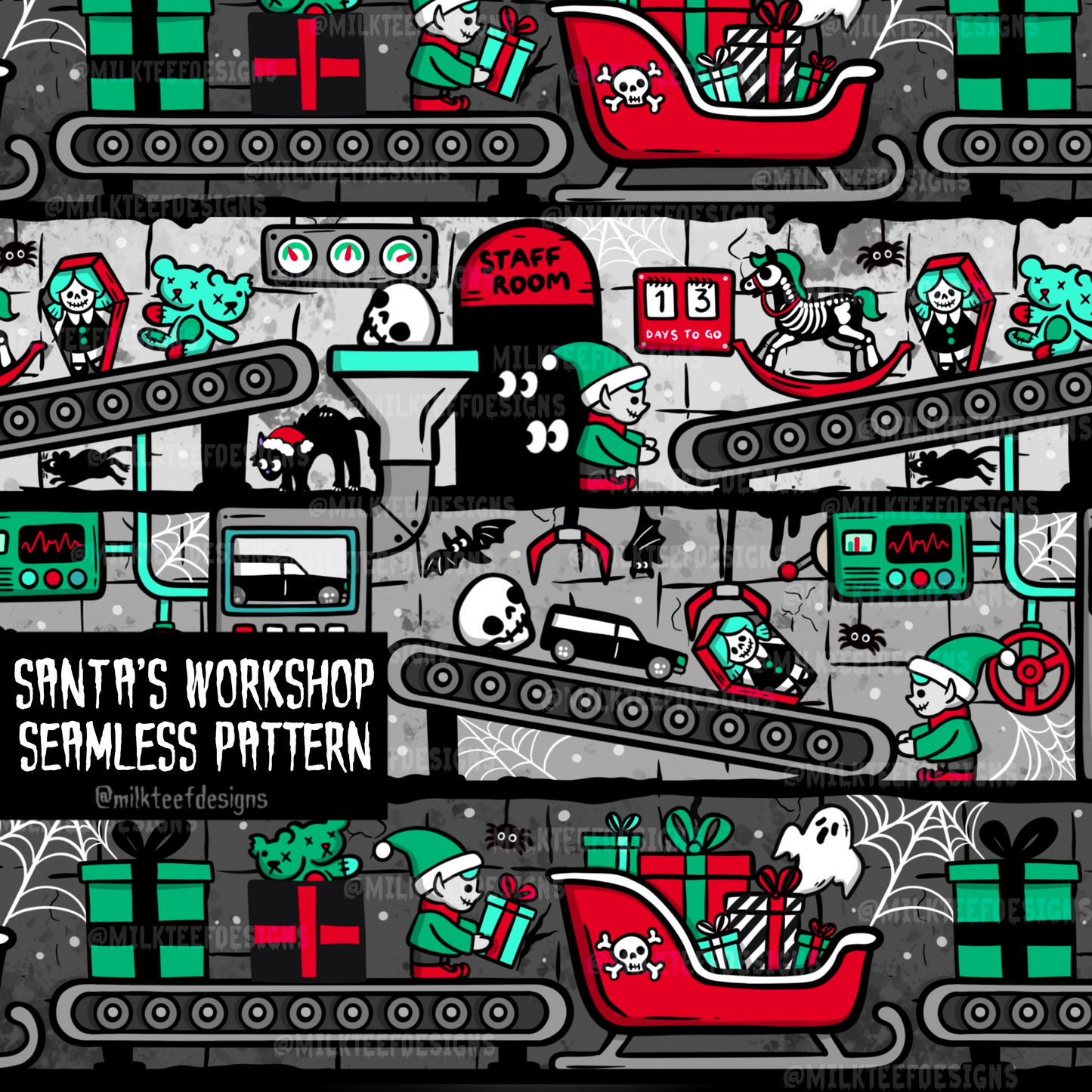 Santa's Workshop / Seamless Pattern