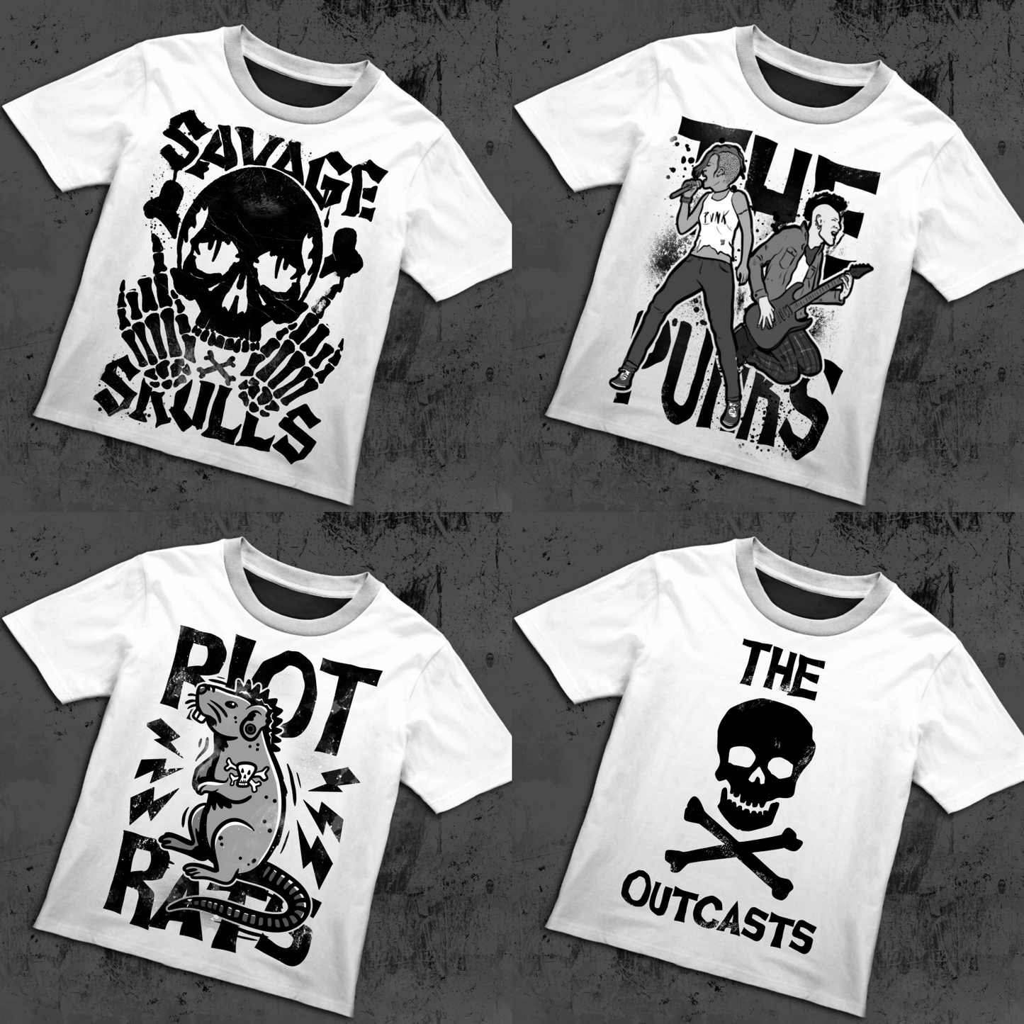Punk Posters / 4 Sublimation Designs (PNG)
