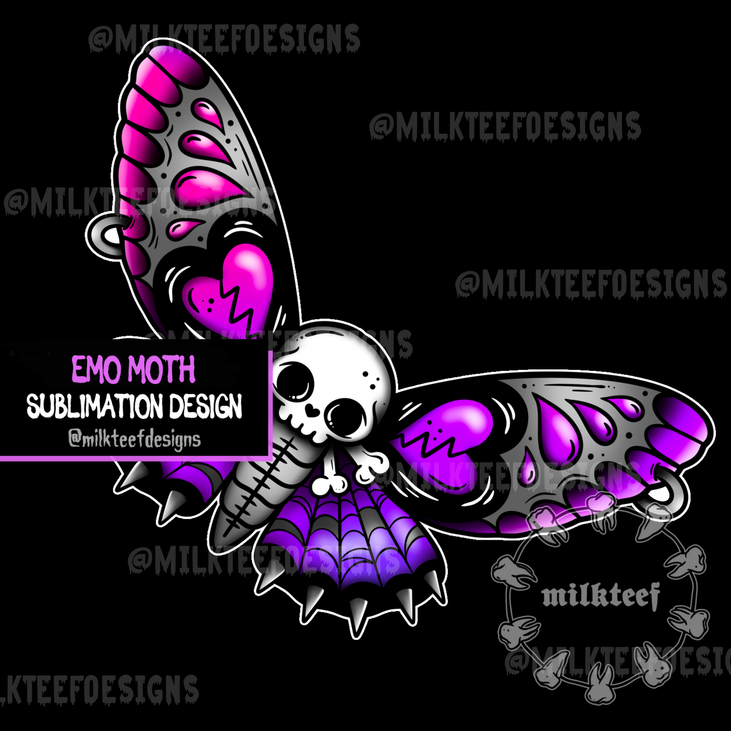 Emo Moth - Sublimation Design (choose colour option)