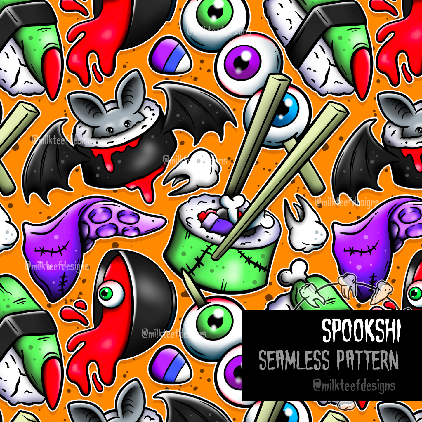 Spookshi - Seamless Pattern (choose colourway)
