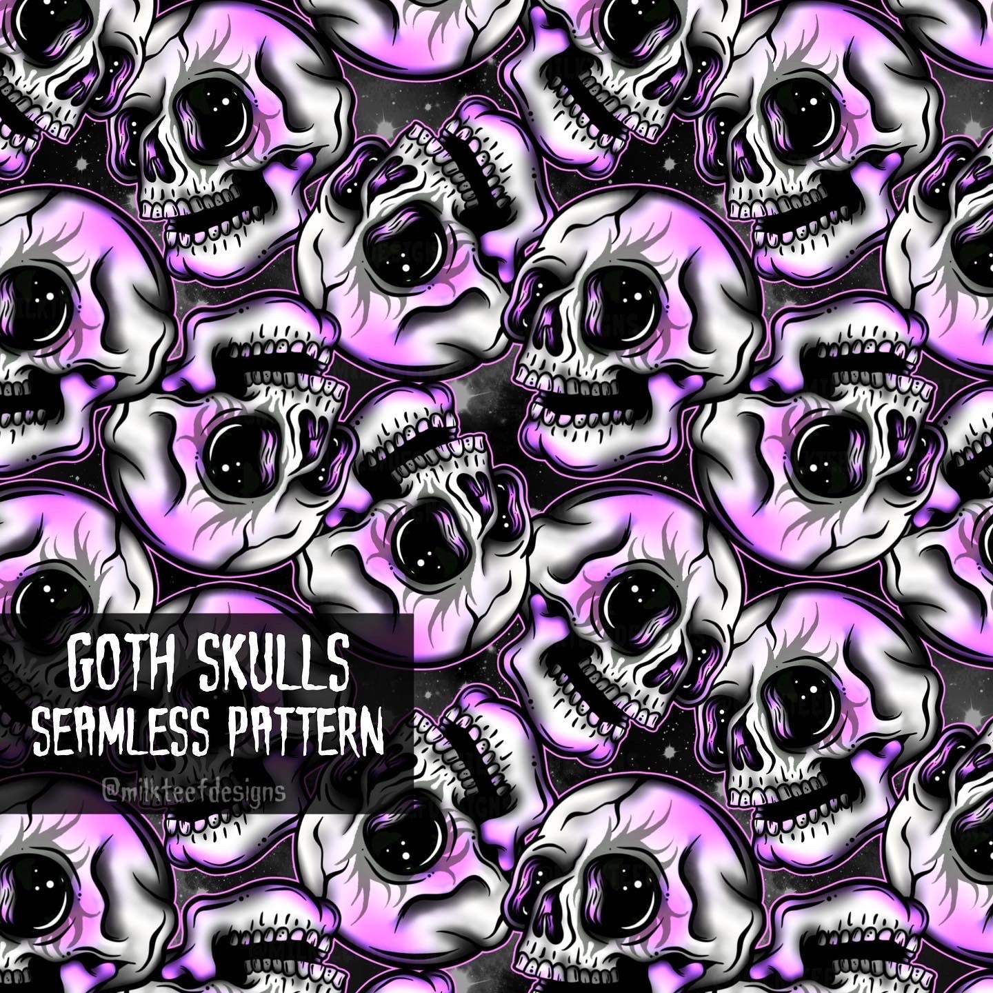 Goth Skulls / Seamless Pattern