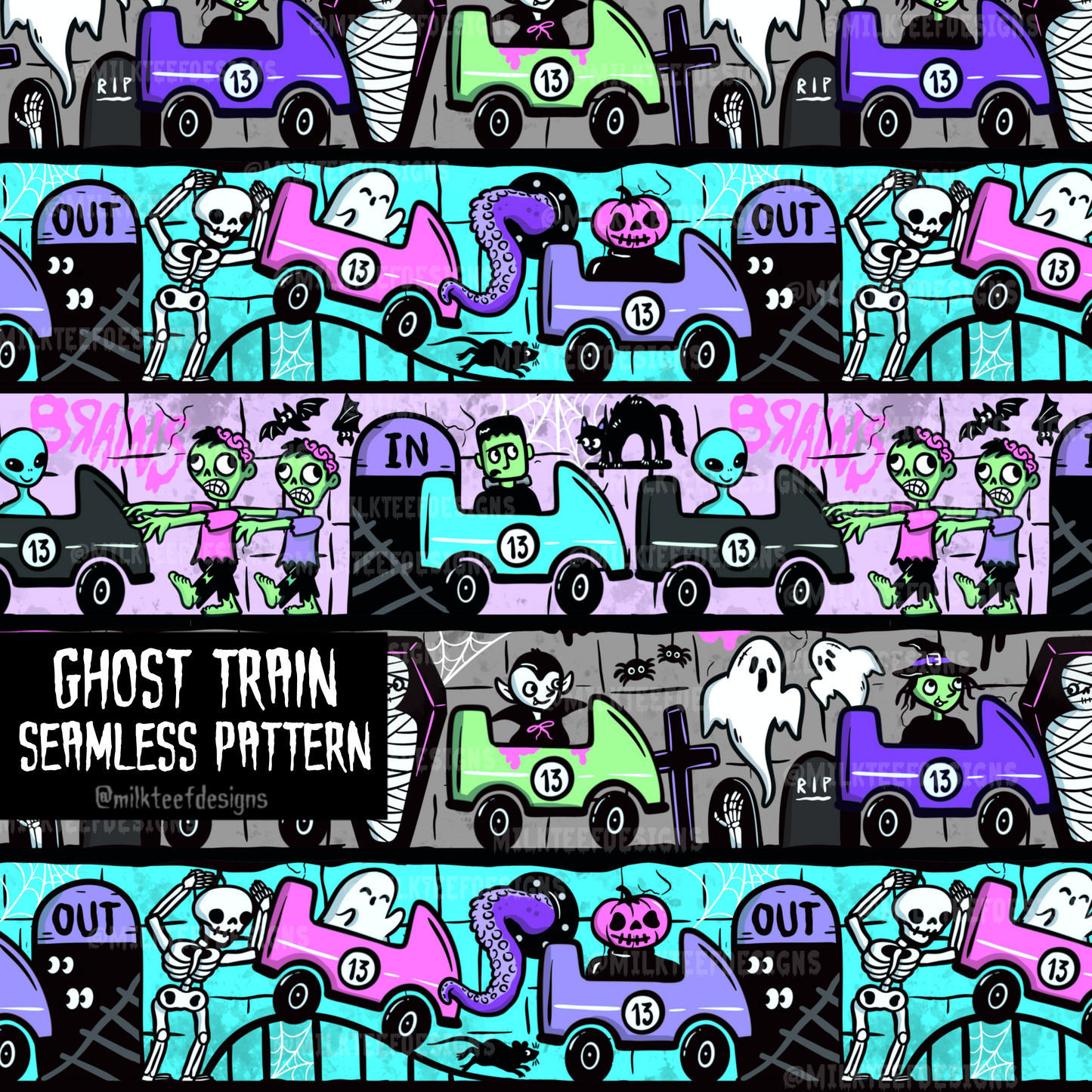 Ghost Train / Seamless Pattern