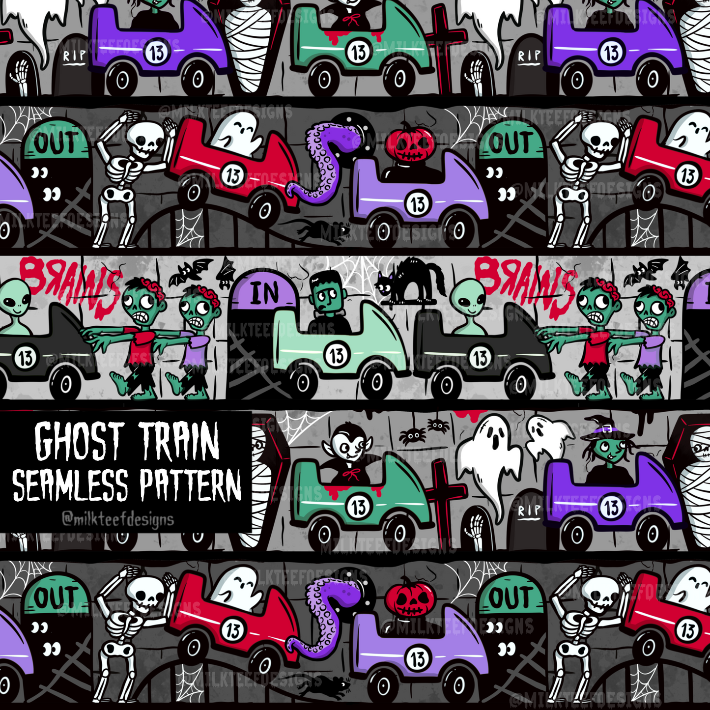 Ghost Train / Seamless Pattern