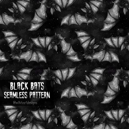 Black Bats / Seamless Pattern