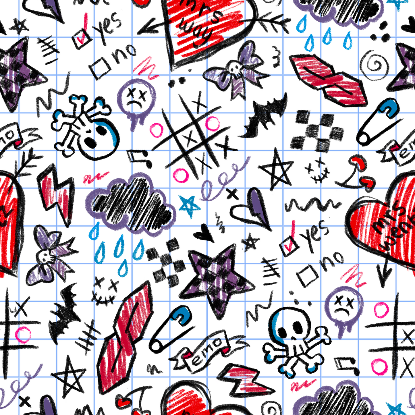 Emo Notes / Seamless Pattern
