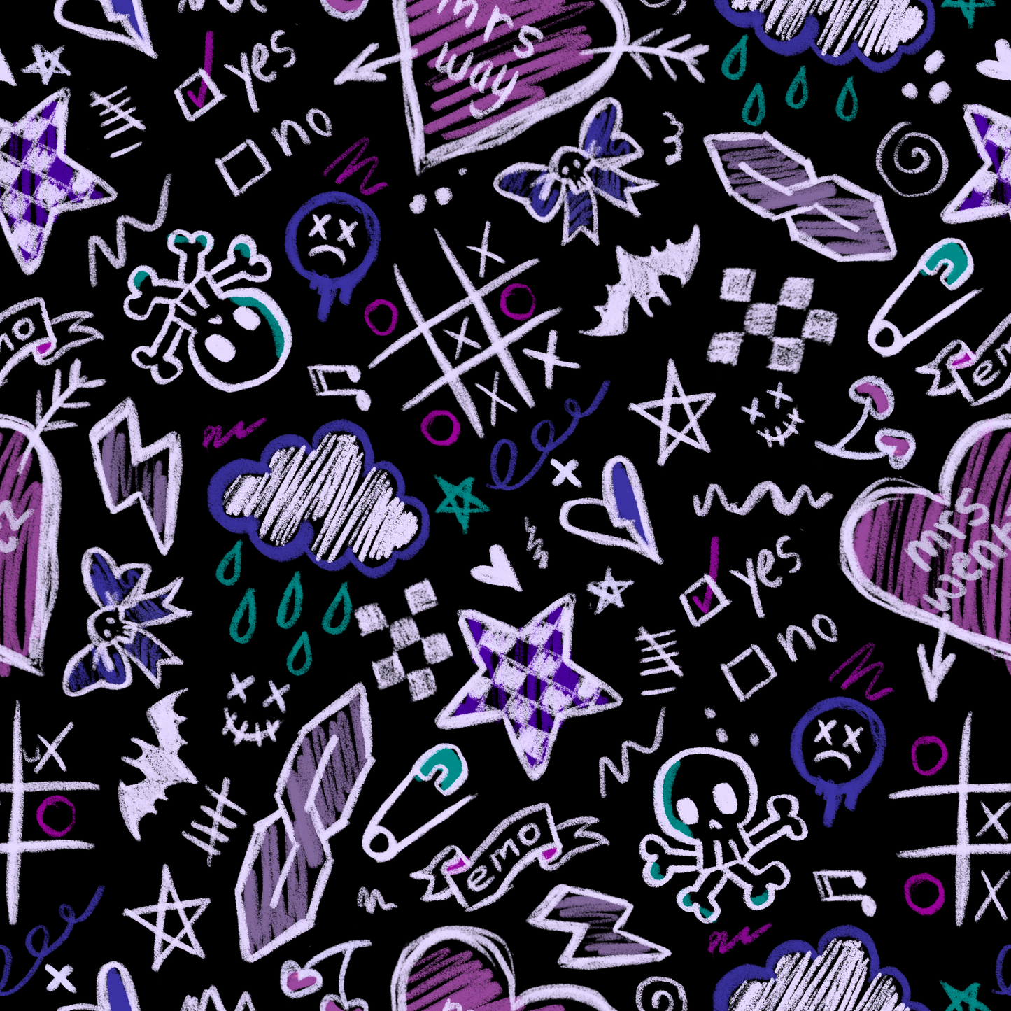 Emo Notes / Seamless Pattern