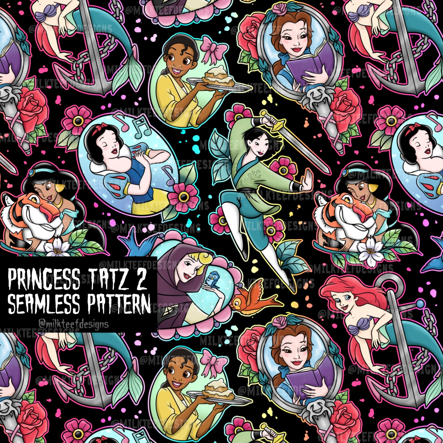 Princess Tatz 2 / Seamless Pattern