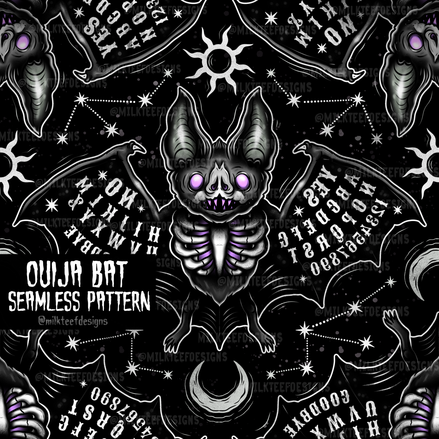 Ouija Bat / Seamless Pattern