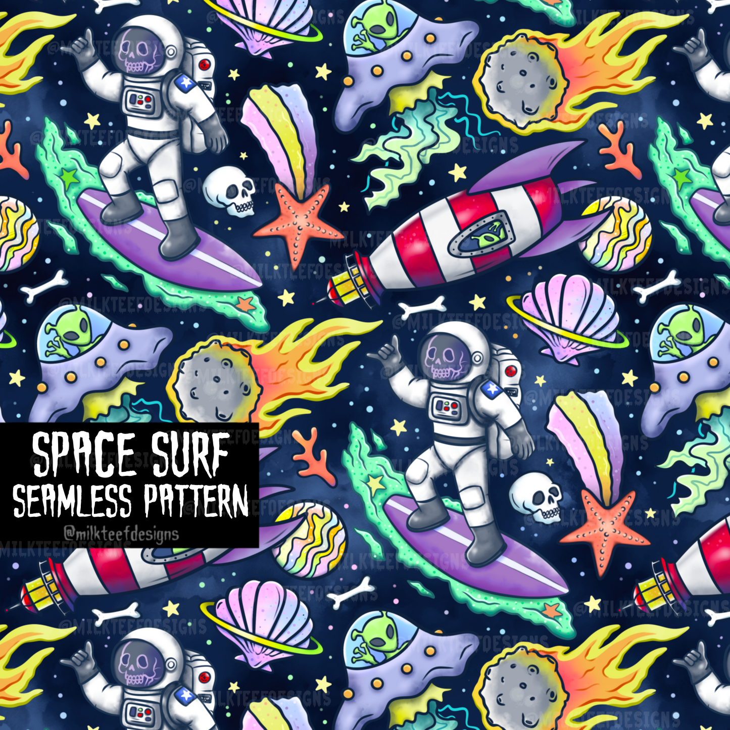 Space Surf / Seamless Pattern
