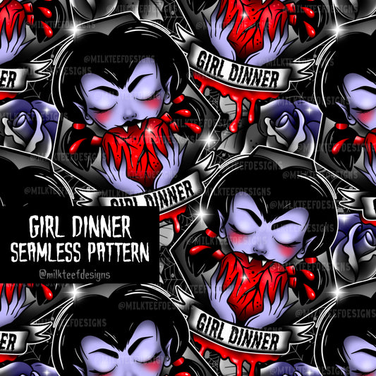 Girl Dinner / Seamless Pattern