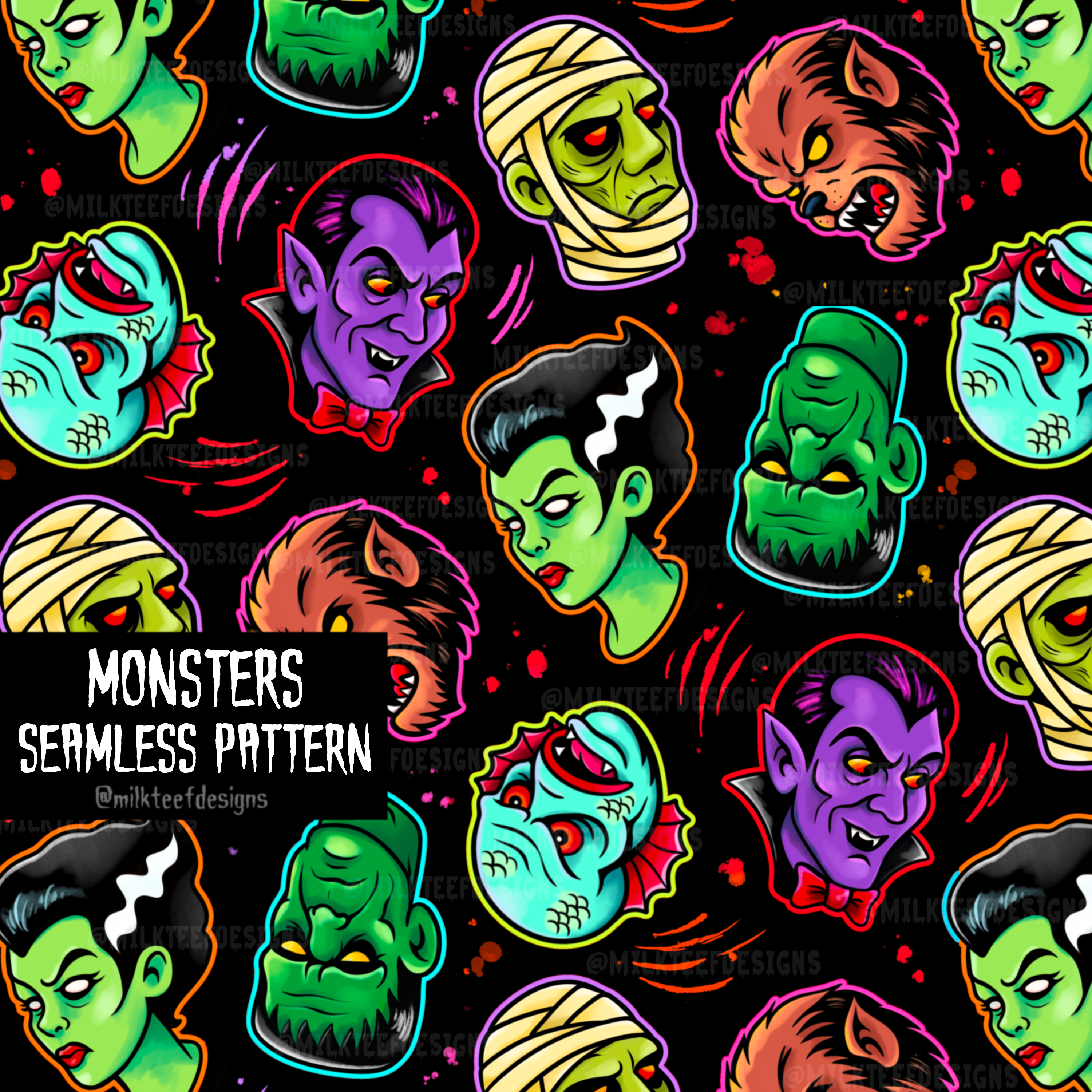 Monsters / Seamless Pattern – milkteefdesigns