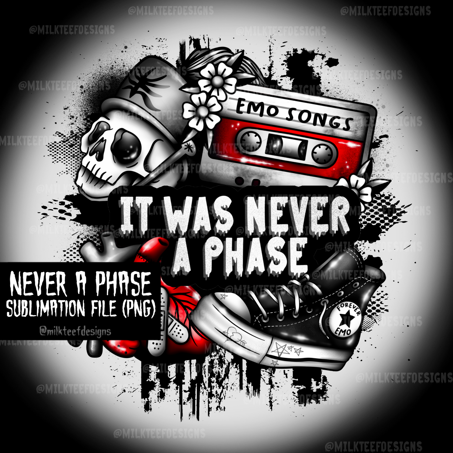 Never a Phase / T-shirt design (PNG)