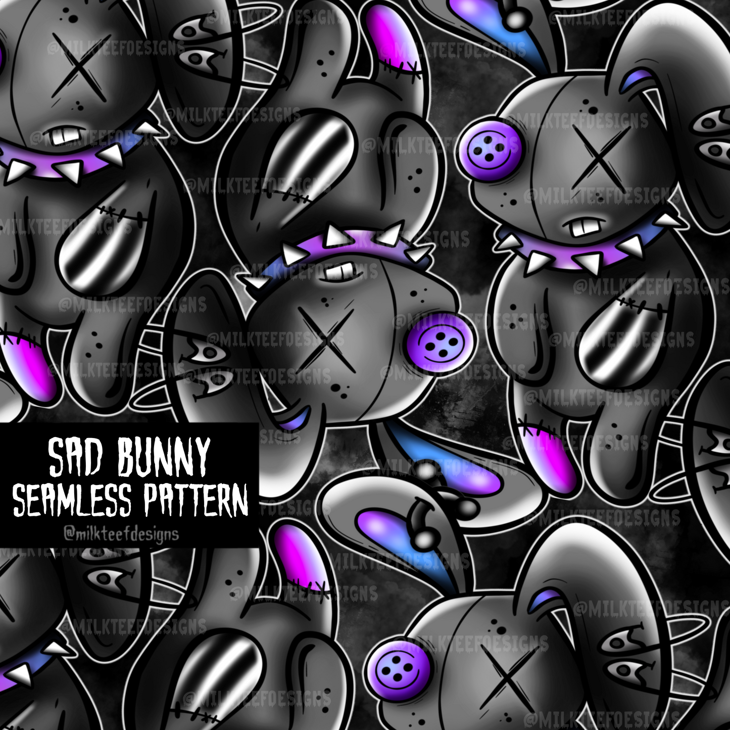 Sad Bunny / Seamless Pattern