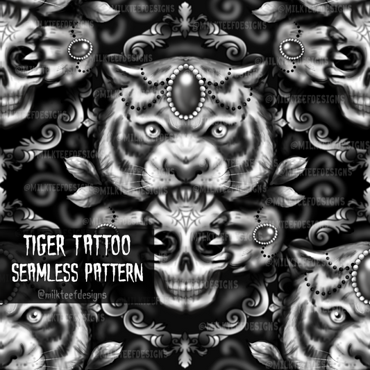 Tiger Tattoo / Seamless Pattern