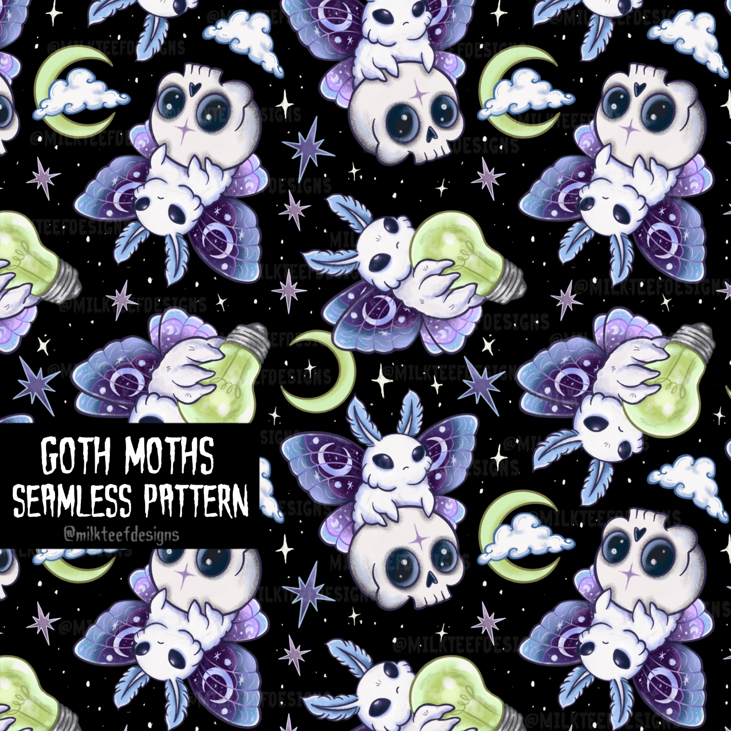 Goth Moths / Seamless Pattern