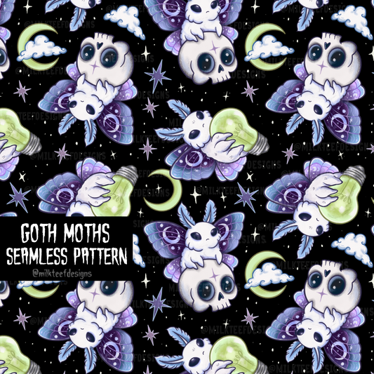 Goth Moths / Seamless Pattern