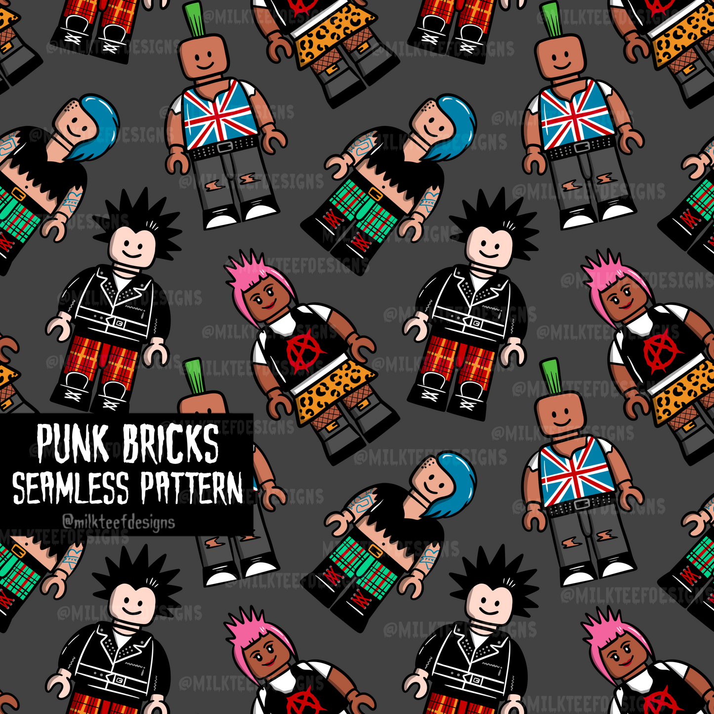 Punk Bricks / Seamless Pattern