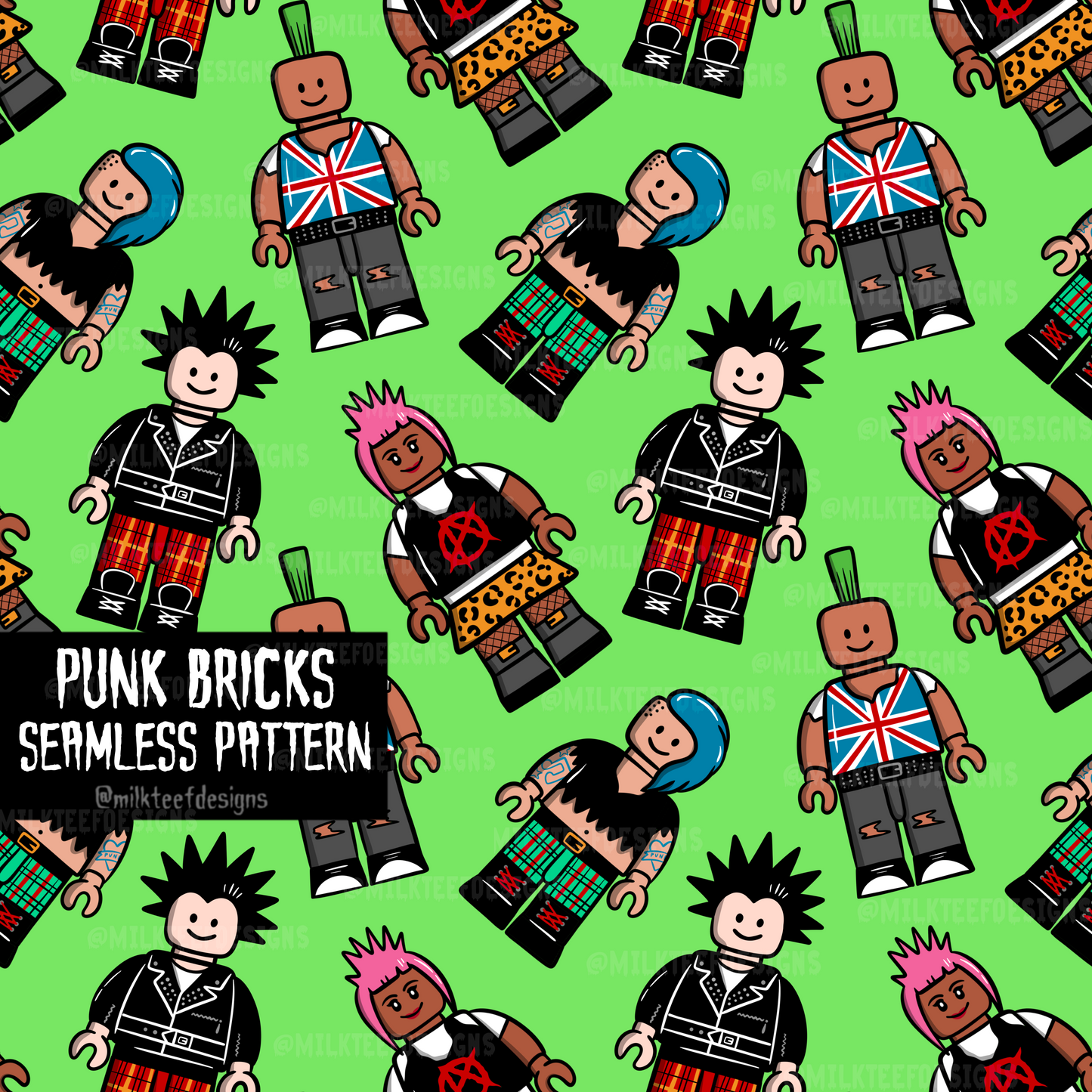Punk Bricks / Seamless Pattern