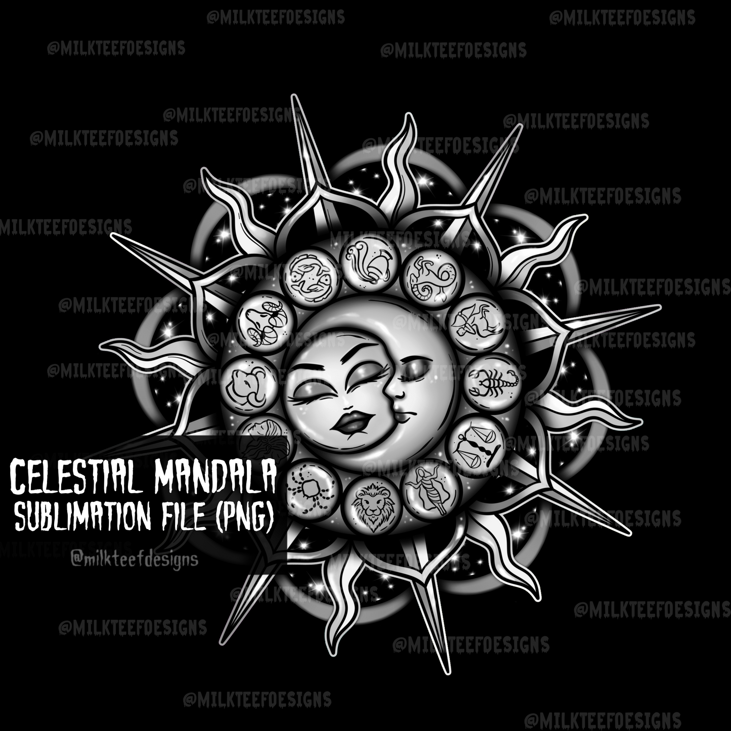 Celestial Mandala / Sublimation Design (PNG)