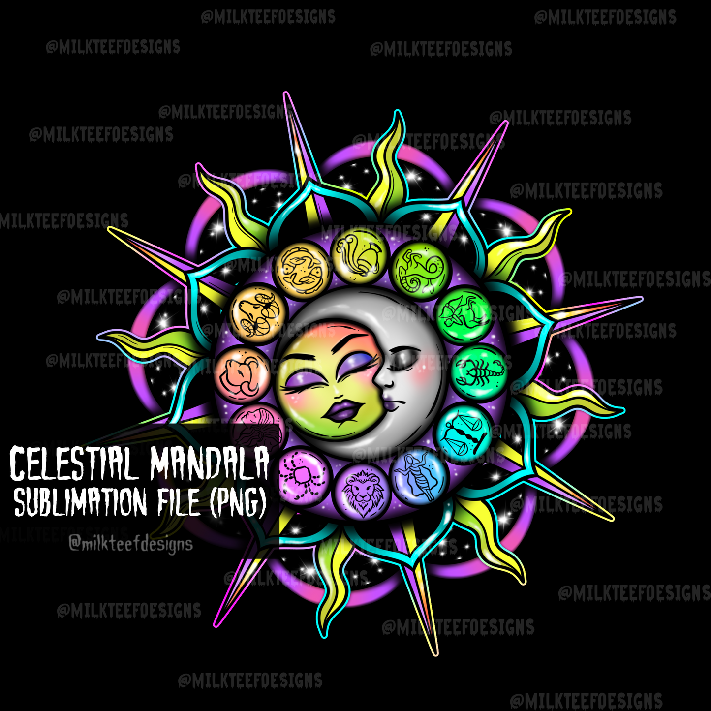 Celestial Mandala / Sublimation Design (PNG)