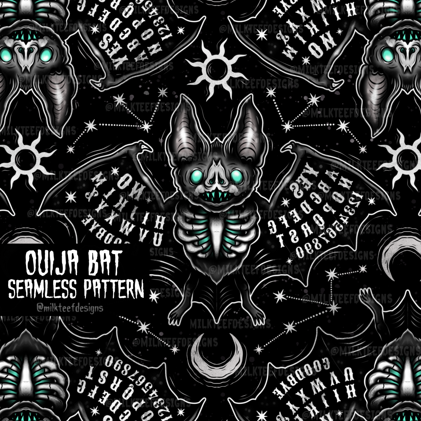 Ouija Bat / Seamless Pattern