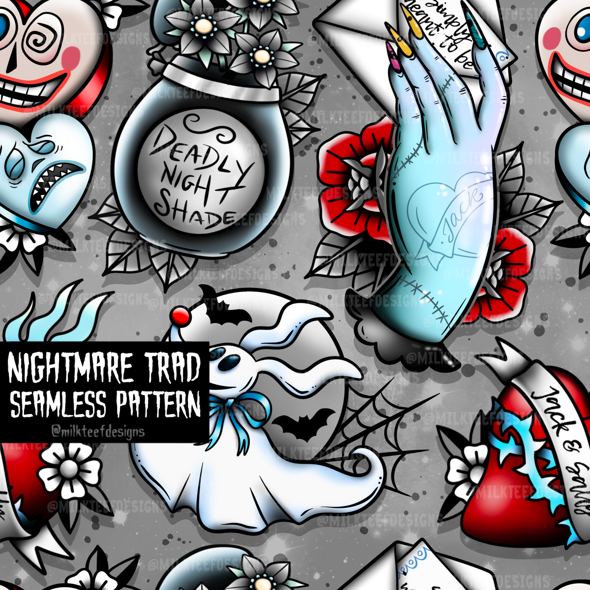 Nightmare Trad - Seamless Pattern