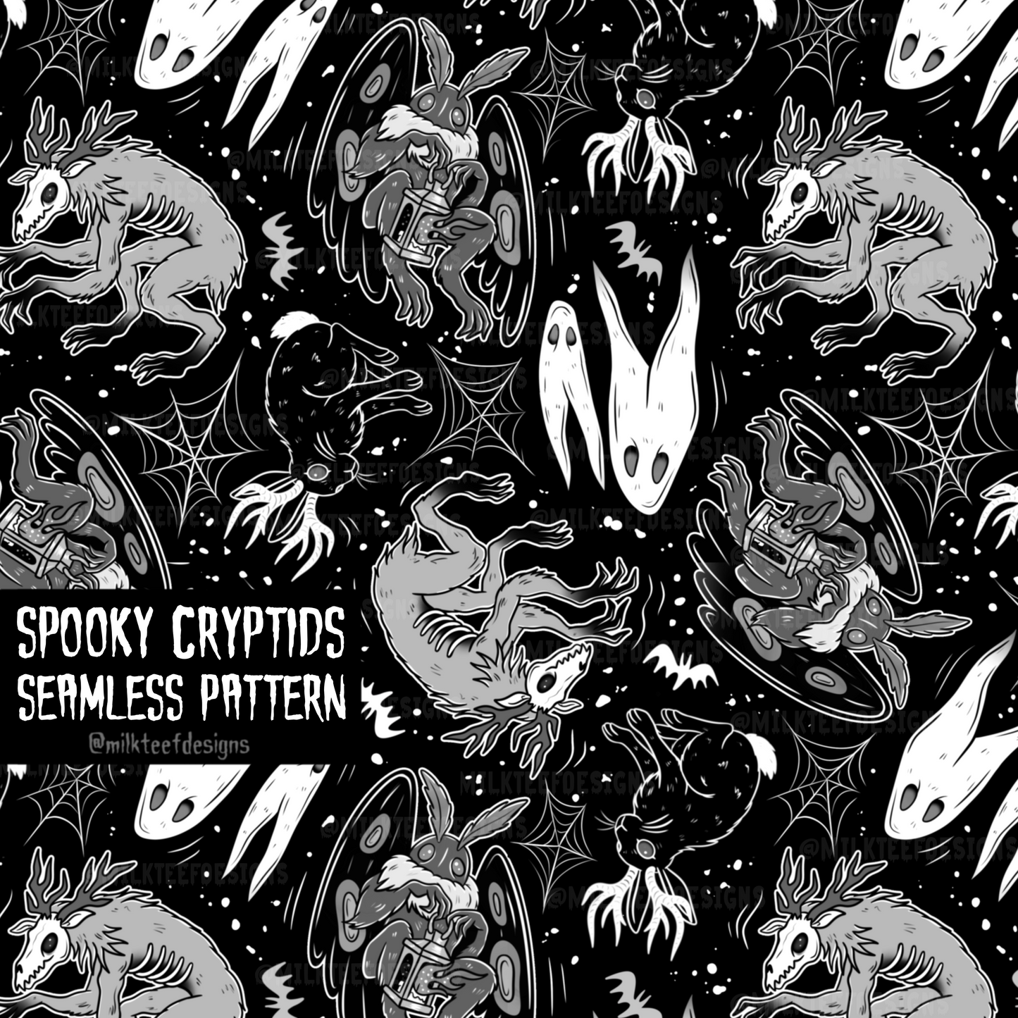 Spooky Cryptids / Seamless Pattern