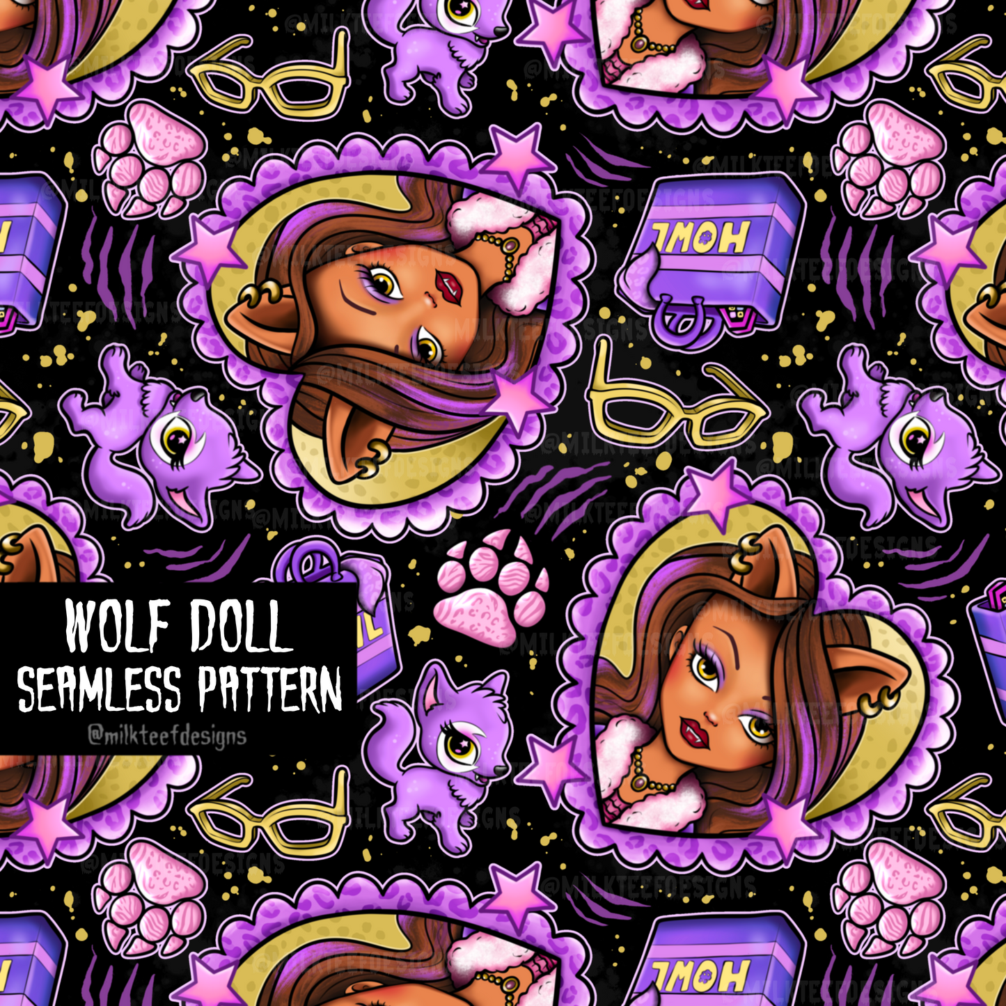 Wolf Doll / Seamless Pattern