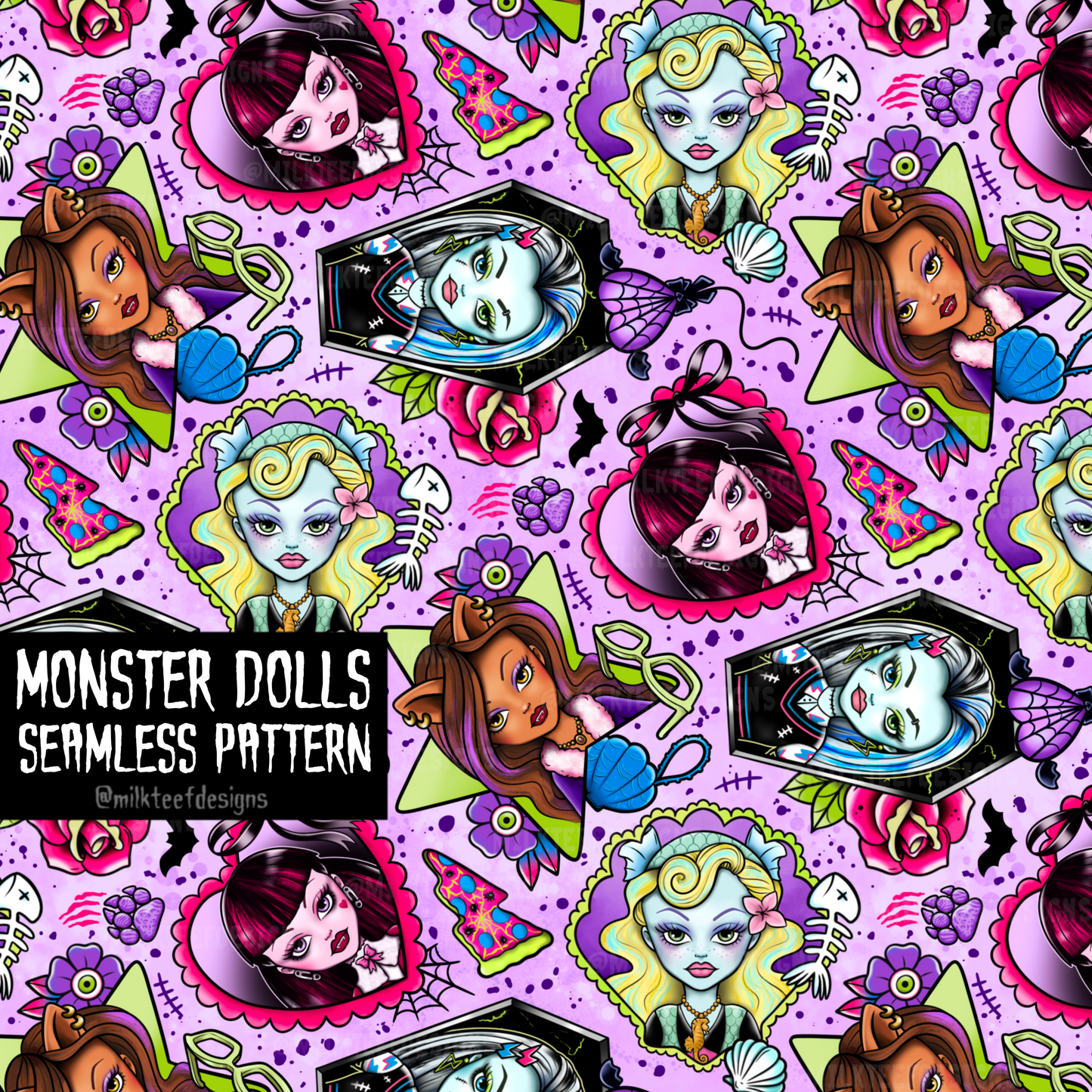 Monster Dolls / Seamless Pattern
