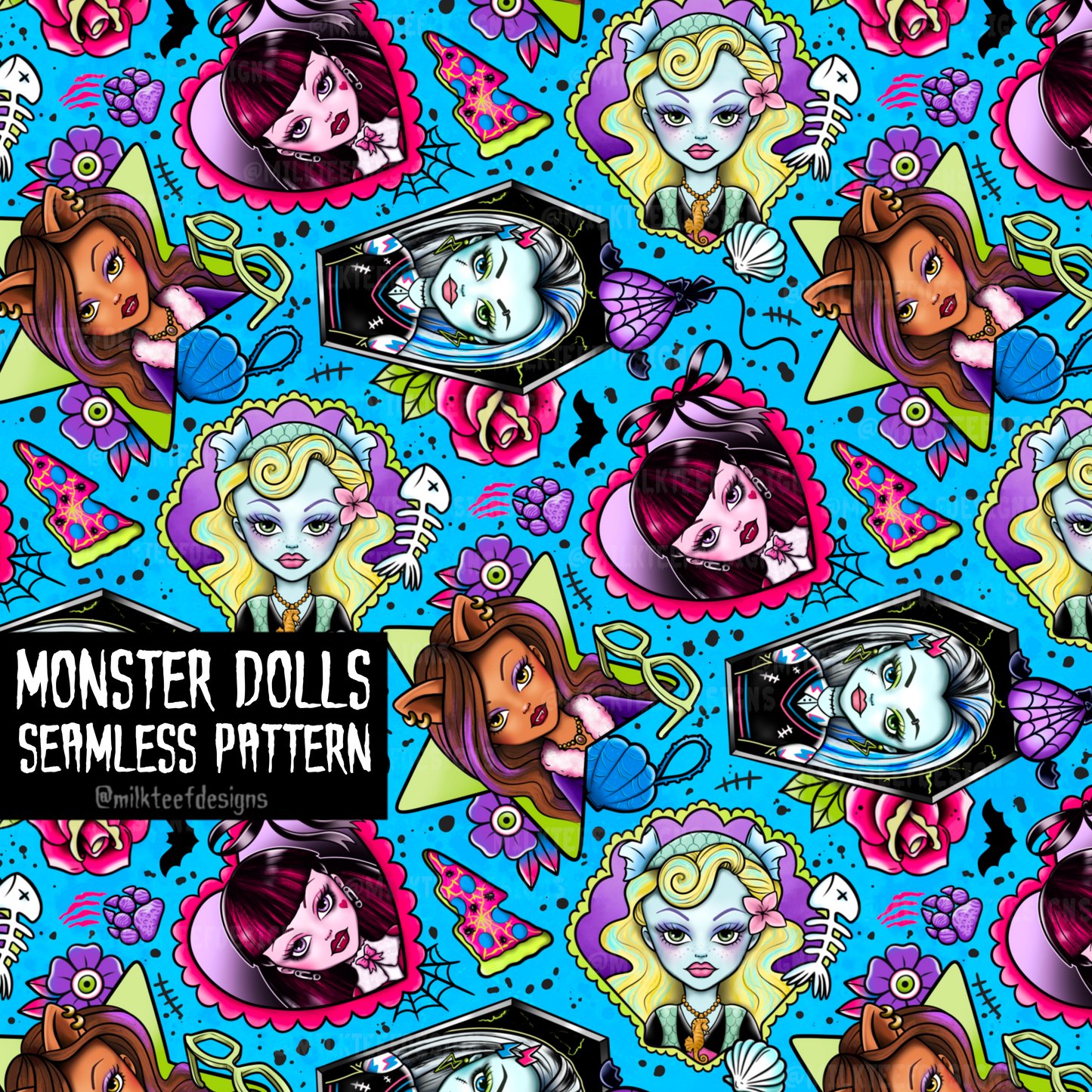 Monster Dolls / Seamless Pattern