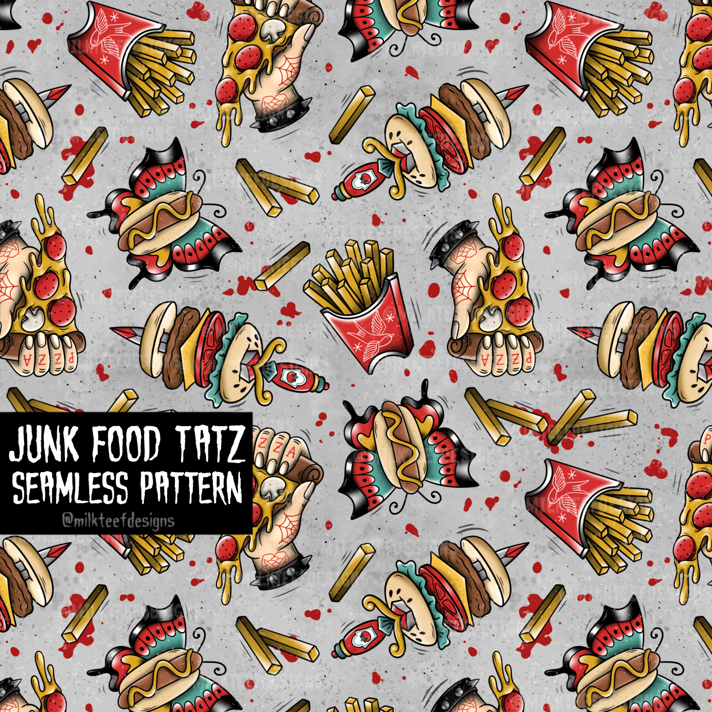 Junk Food Tatz / Seamless Pattern