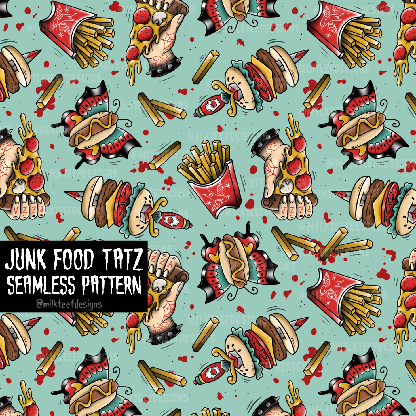Junk Food Tatz / Seamless Pattern