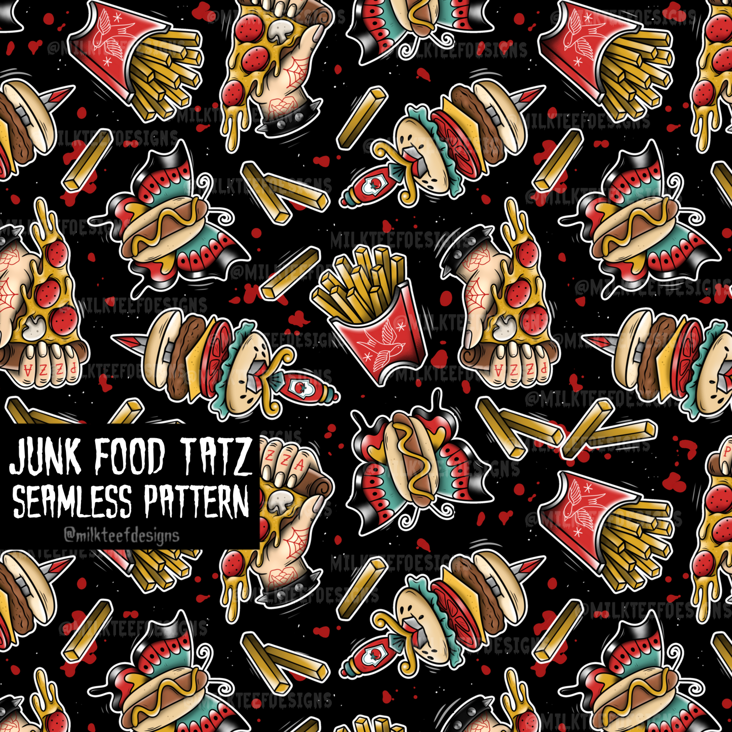 Junk Food Tatz / Seamless Pattern
