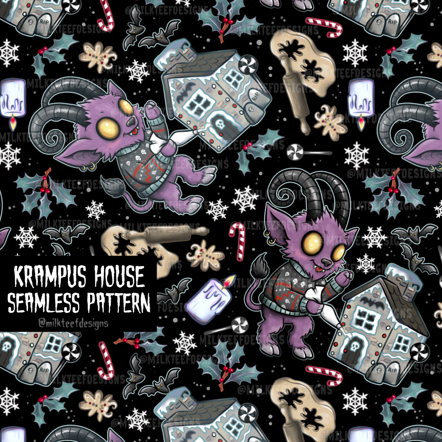 Krampus House / Seamless Pattern
