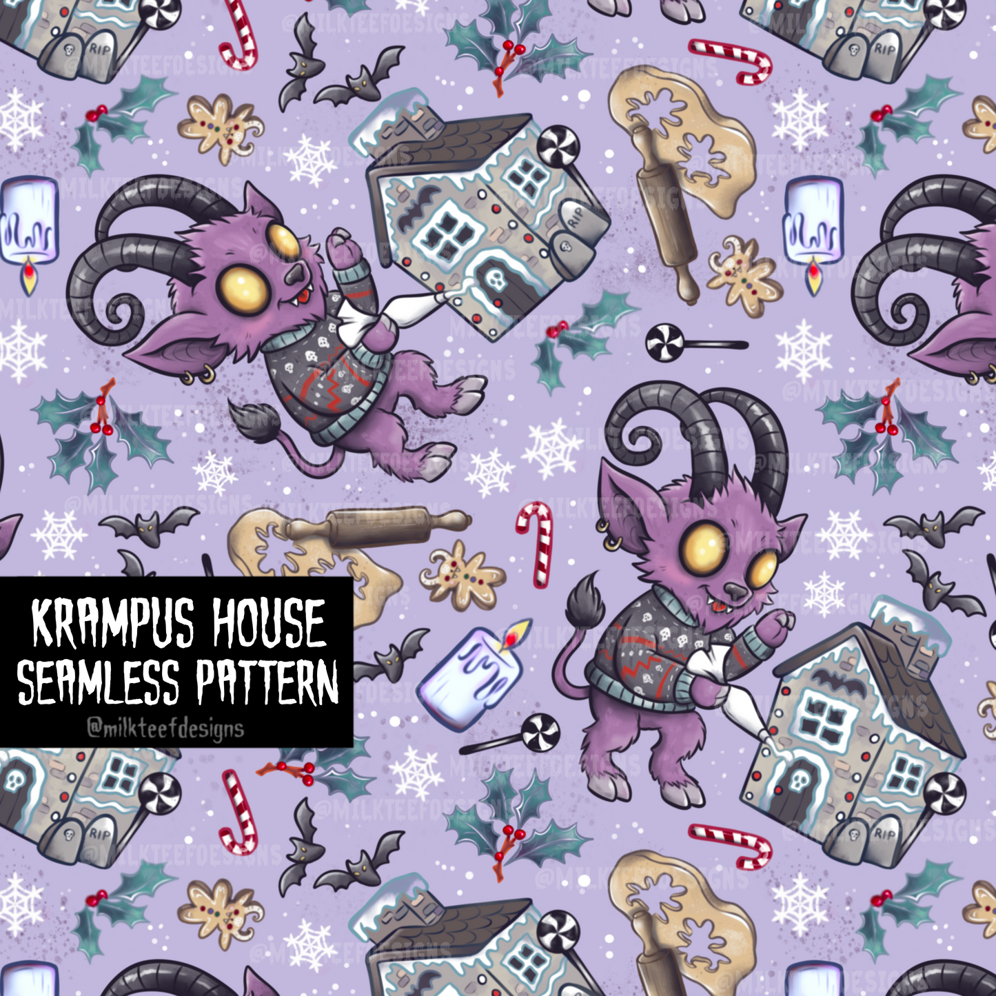 Krampus House / Seamless Pattern