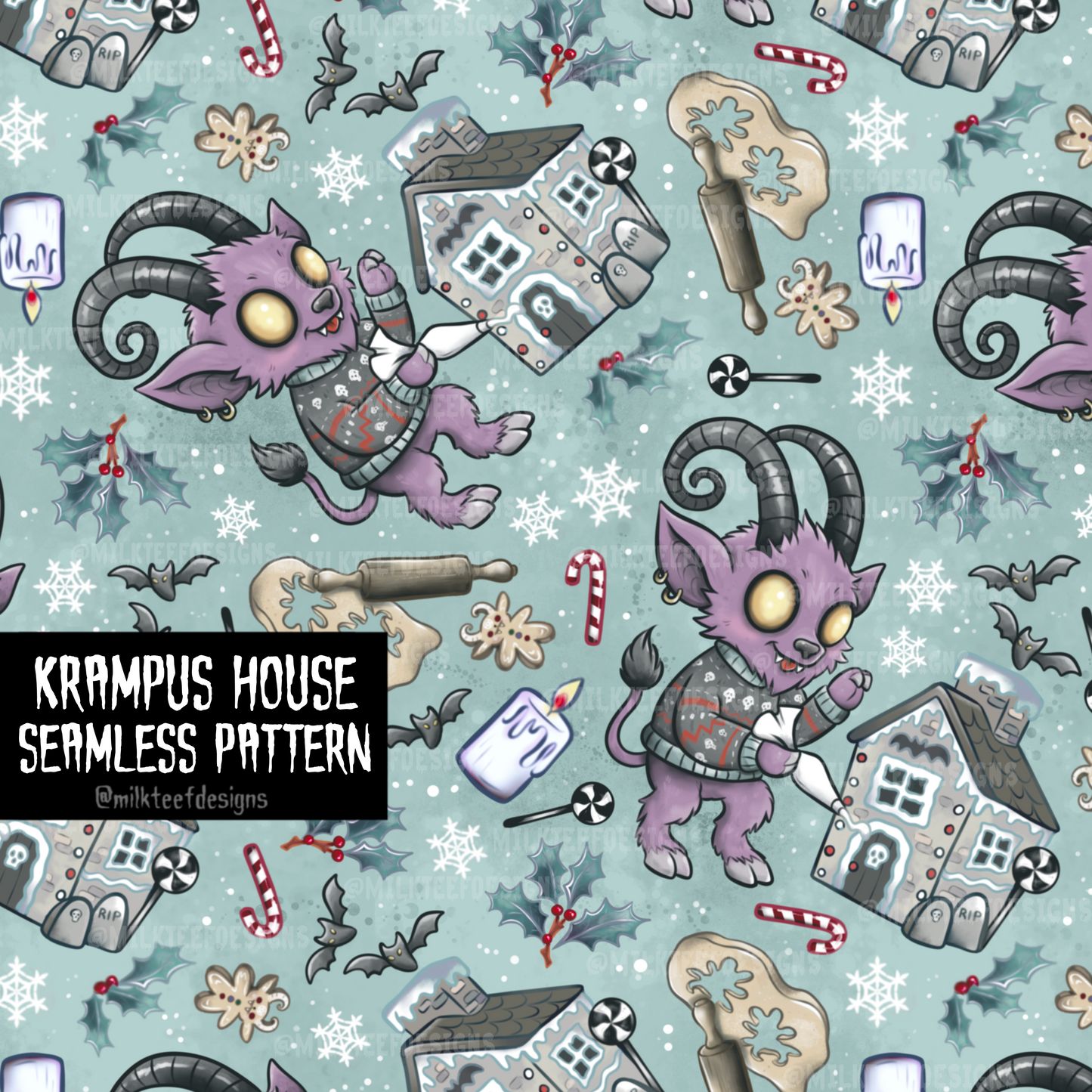 Krampus House / Seamless Pattern