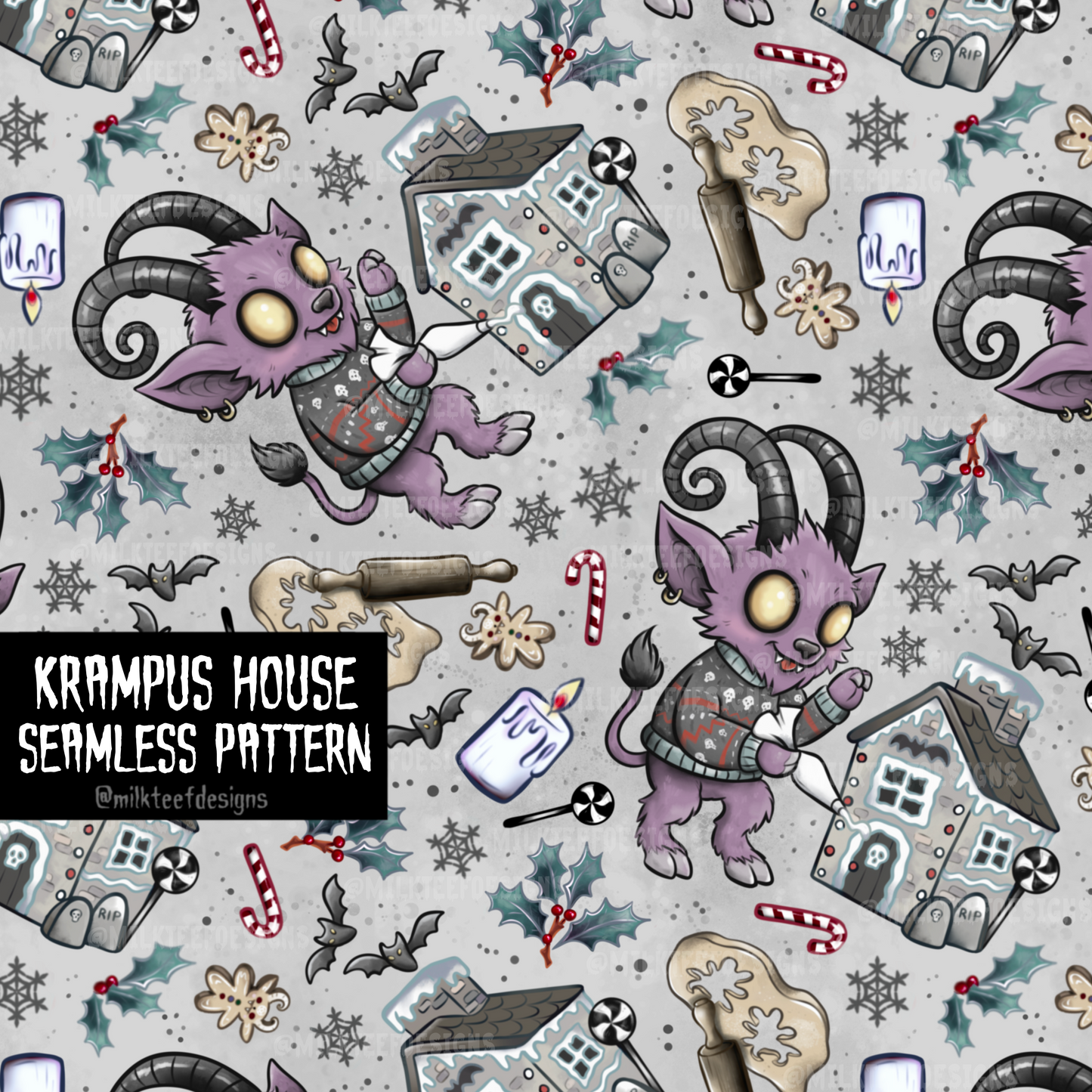 Krampus House / Seamless Pattern