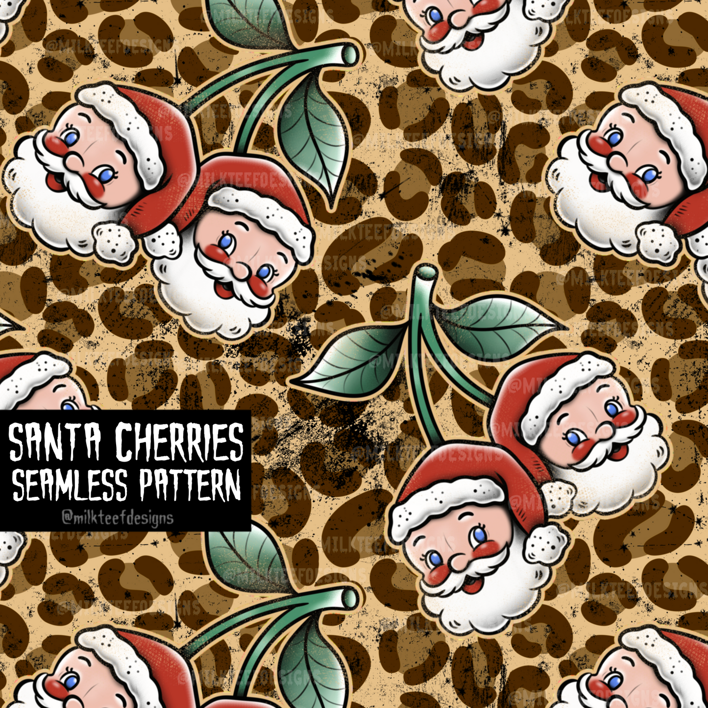 Santa Cherries / Seamless Pattern