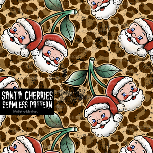 Santa Cherries / Seamless Pattern