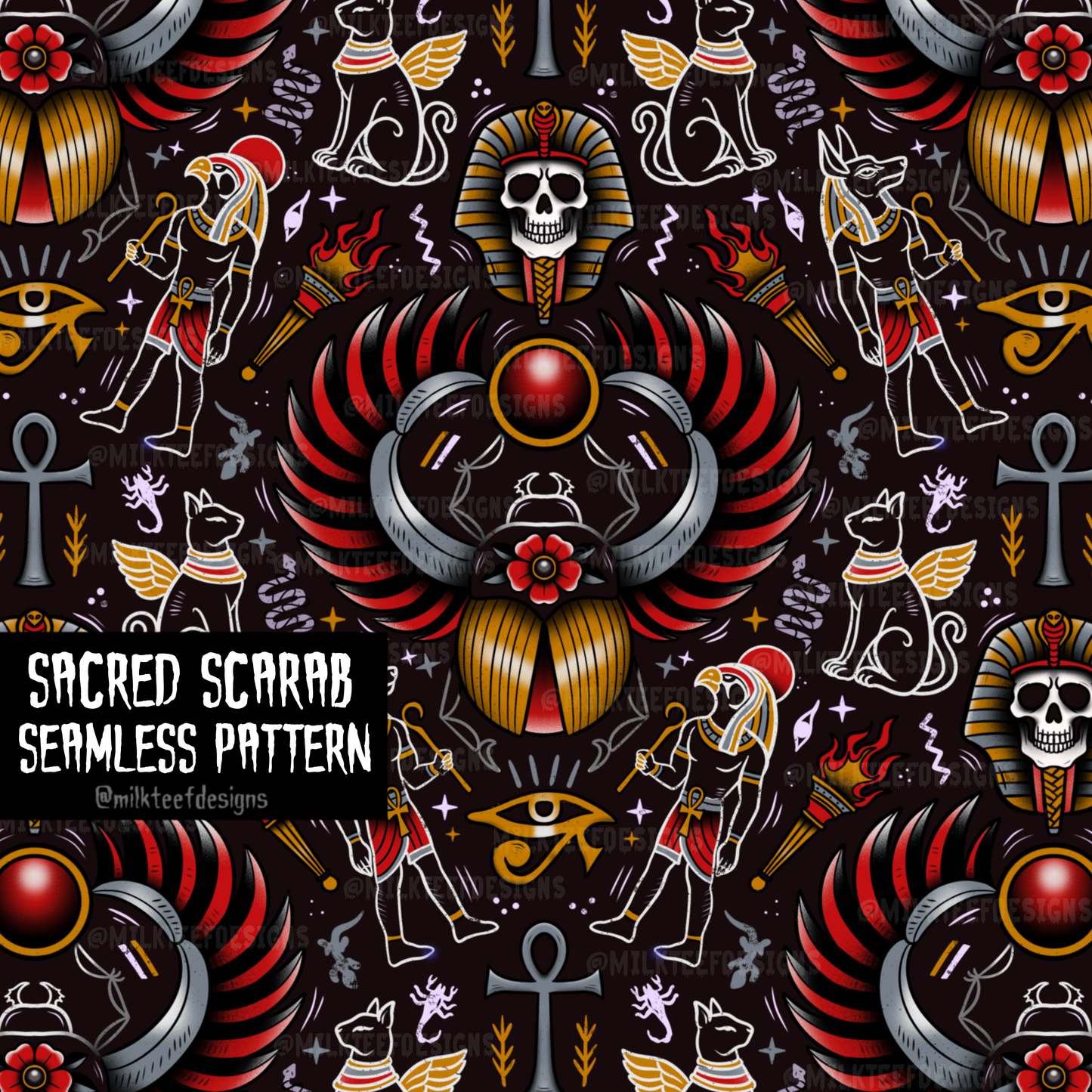 Sacred Scarab / Seamless Pattern