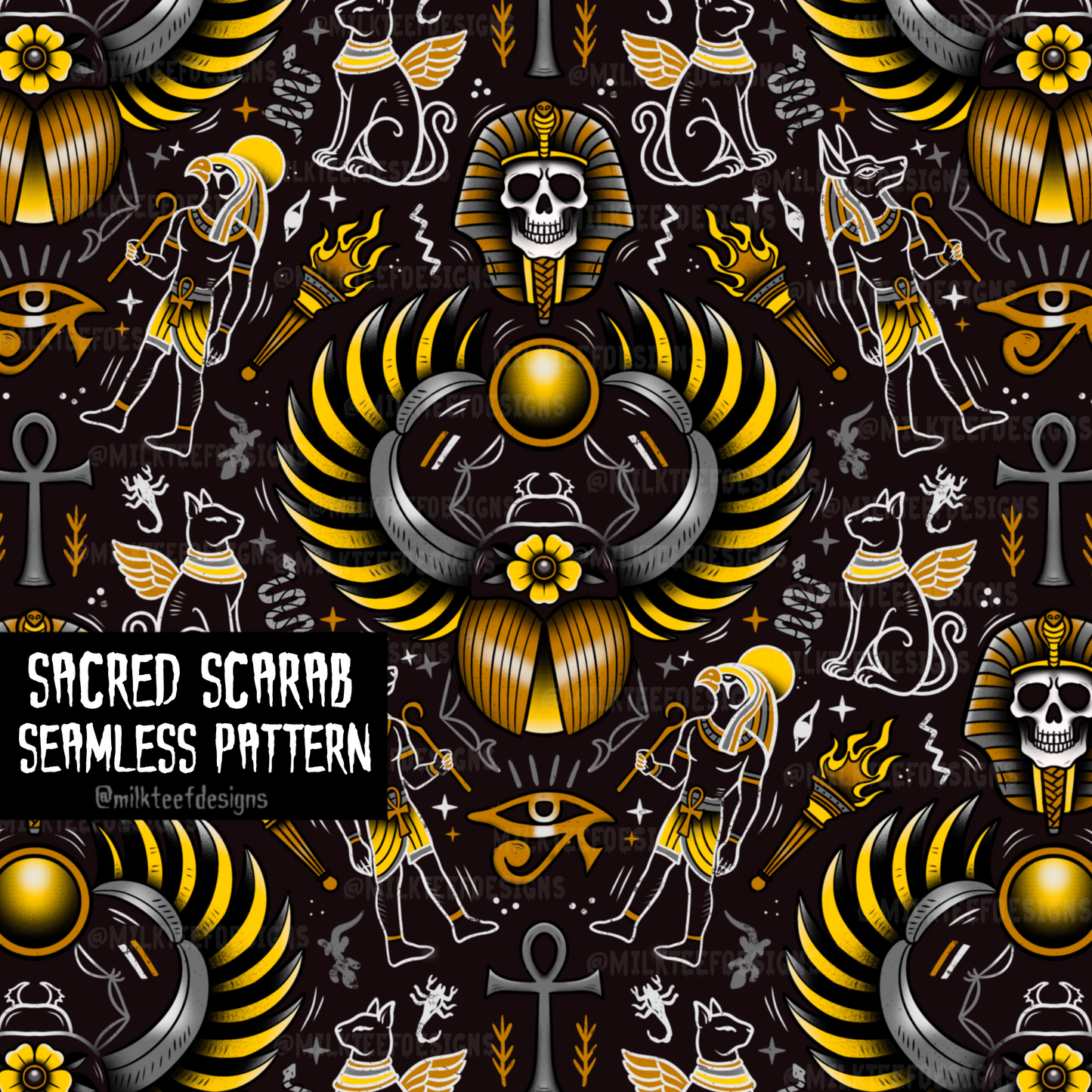 Sacred Scarab / Seamless Pattern