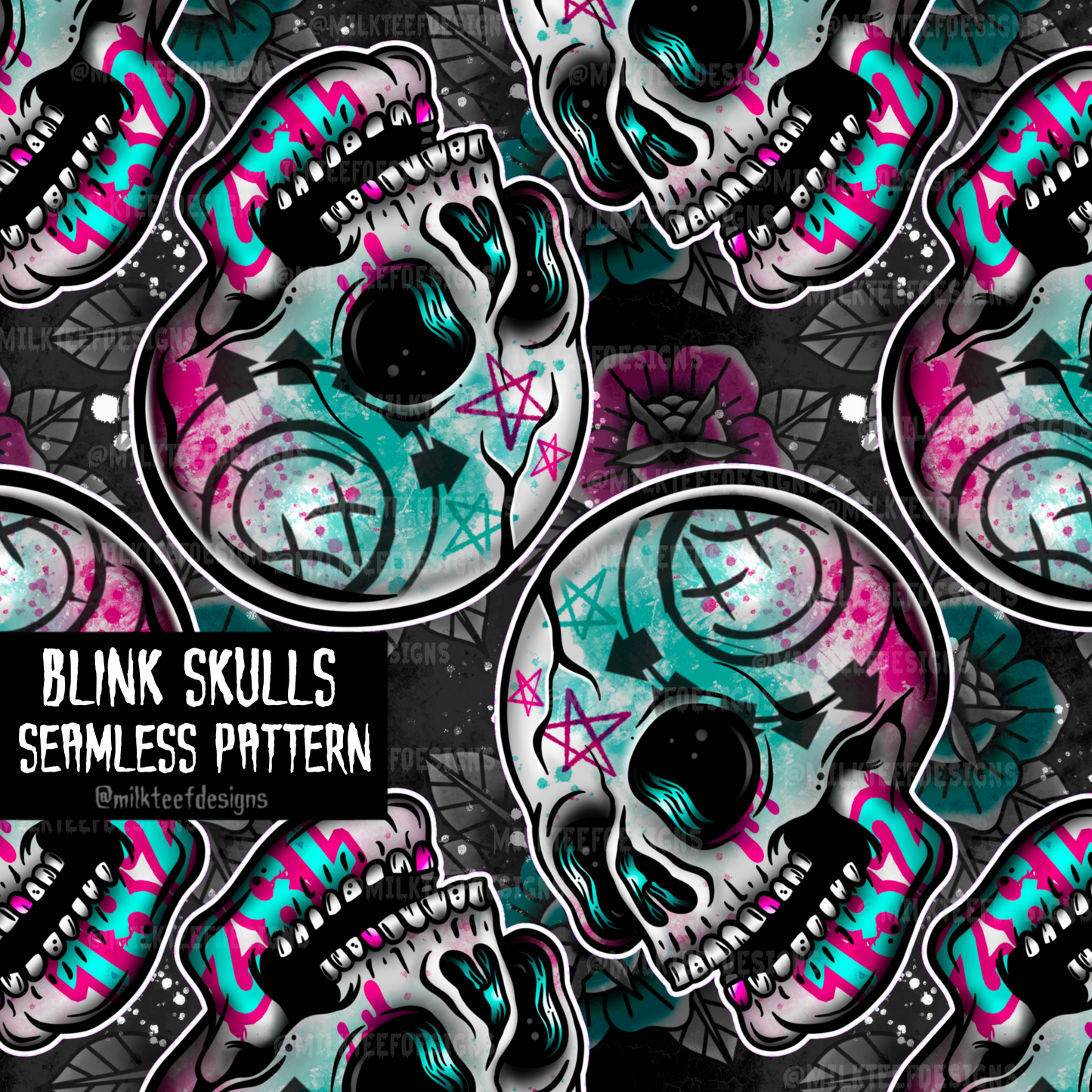 Blink Skulls - Seamless Pattern