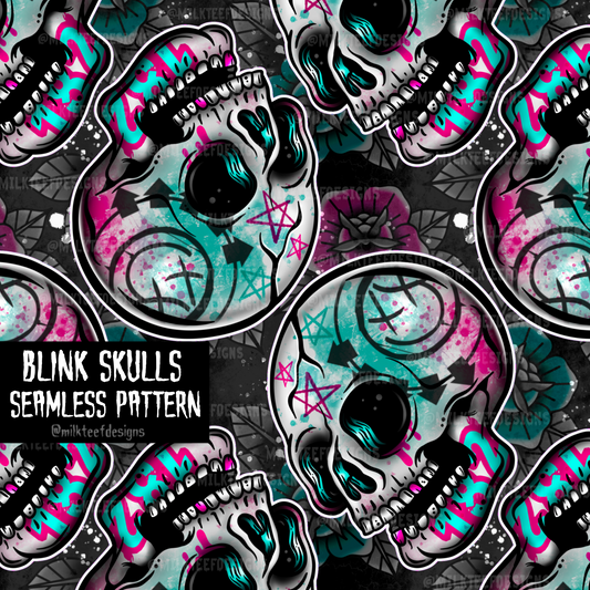 Blink Skulls - Seamless Pattern