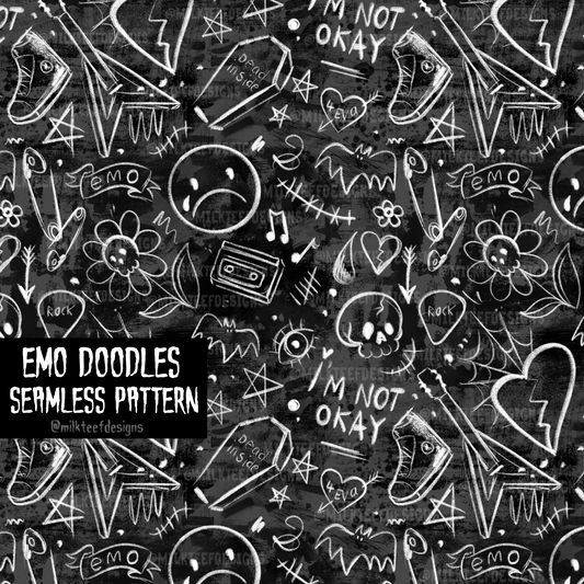 Emo Doodles - Seamless Pattern