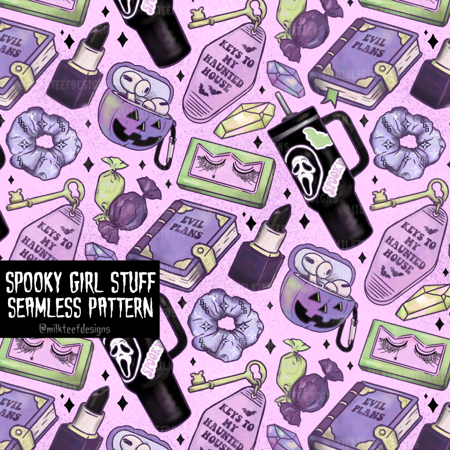 Spooky Girl Stuff / Seamless Pattern